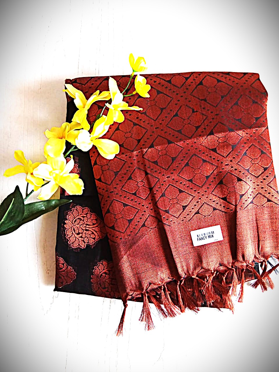 Fancy Mix Black Copper Saree